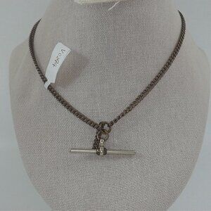Vintage Watch Chain Necklace with T-Bar Pendant – 15"